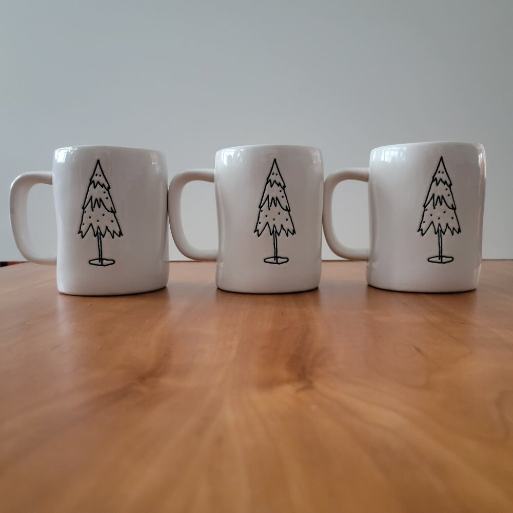Three (3) Rae Dunn Ceramic Deck the Halls/Christmas Tree Mugs - Picture 1 of 10
